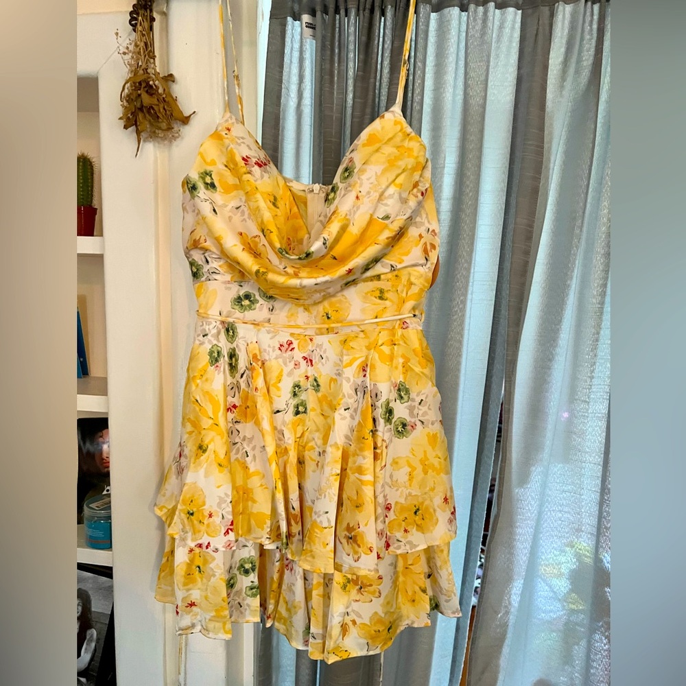 Gorgeous yellow flower print romper
